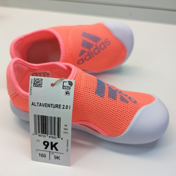 9K Adidas Altaventure 2.0 Acid Red Orange Blue GV7809 Kids Sandals Beach Slip On - Picture 1 of 6